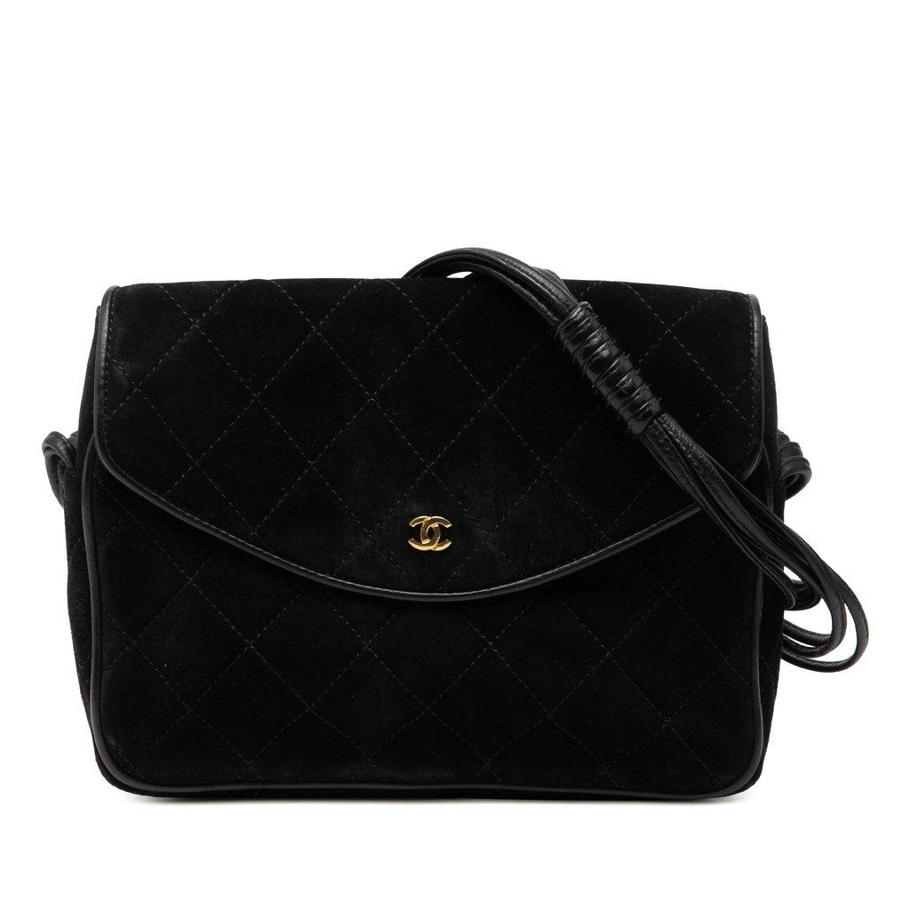 Chanel حقيبة كتف من جلد الغزال المبطن بشعار CC