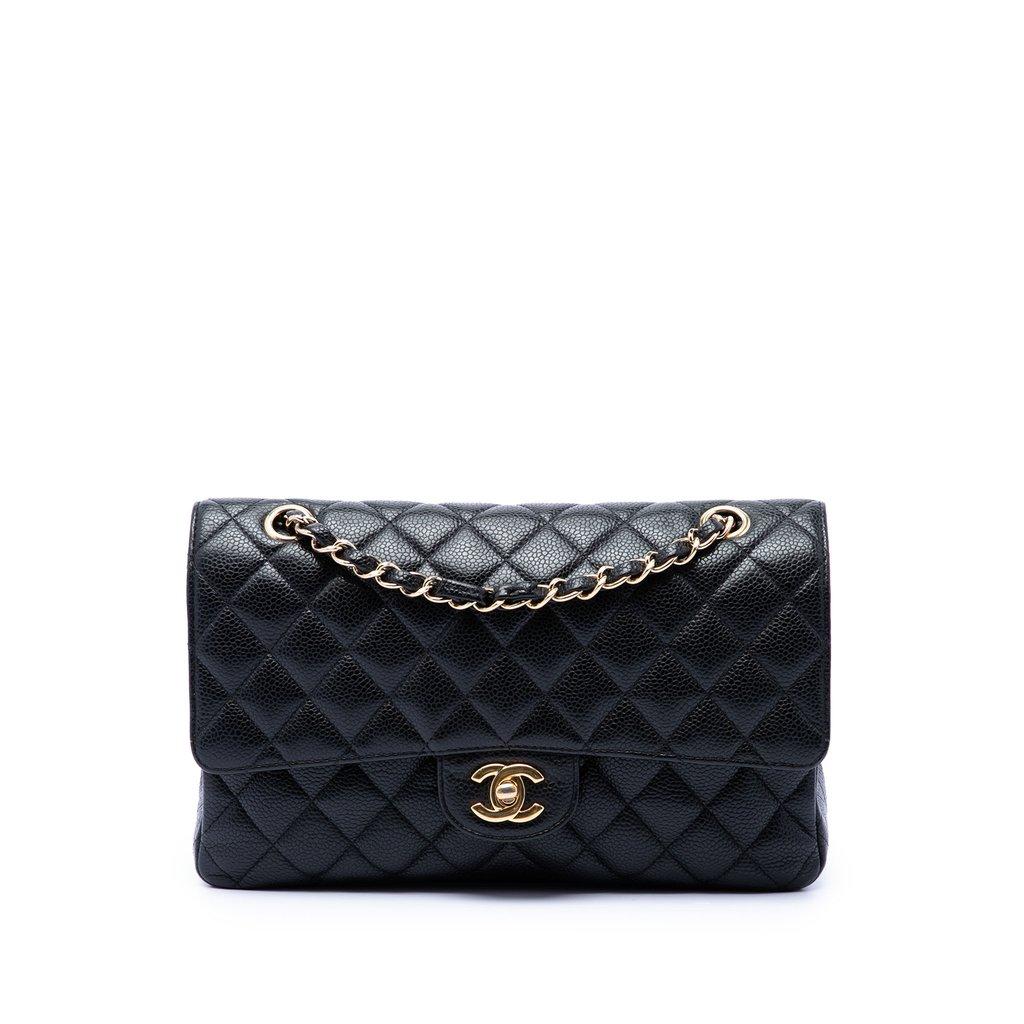 Chanel كافيار كلاسيكي متوسط الحجم مزدوج الغطاء