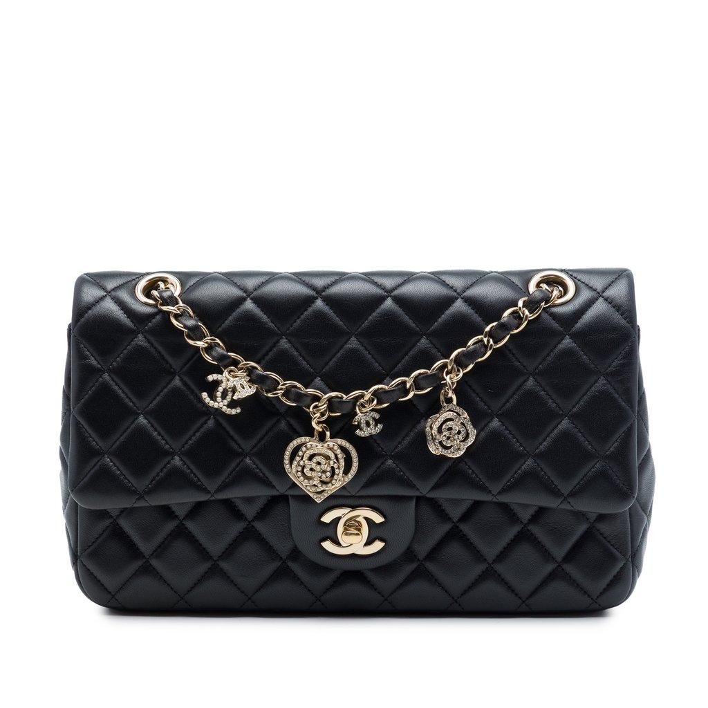 Chanel Medium Classic Lambskin Valentines Heart Charms Single Flap