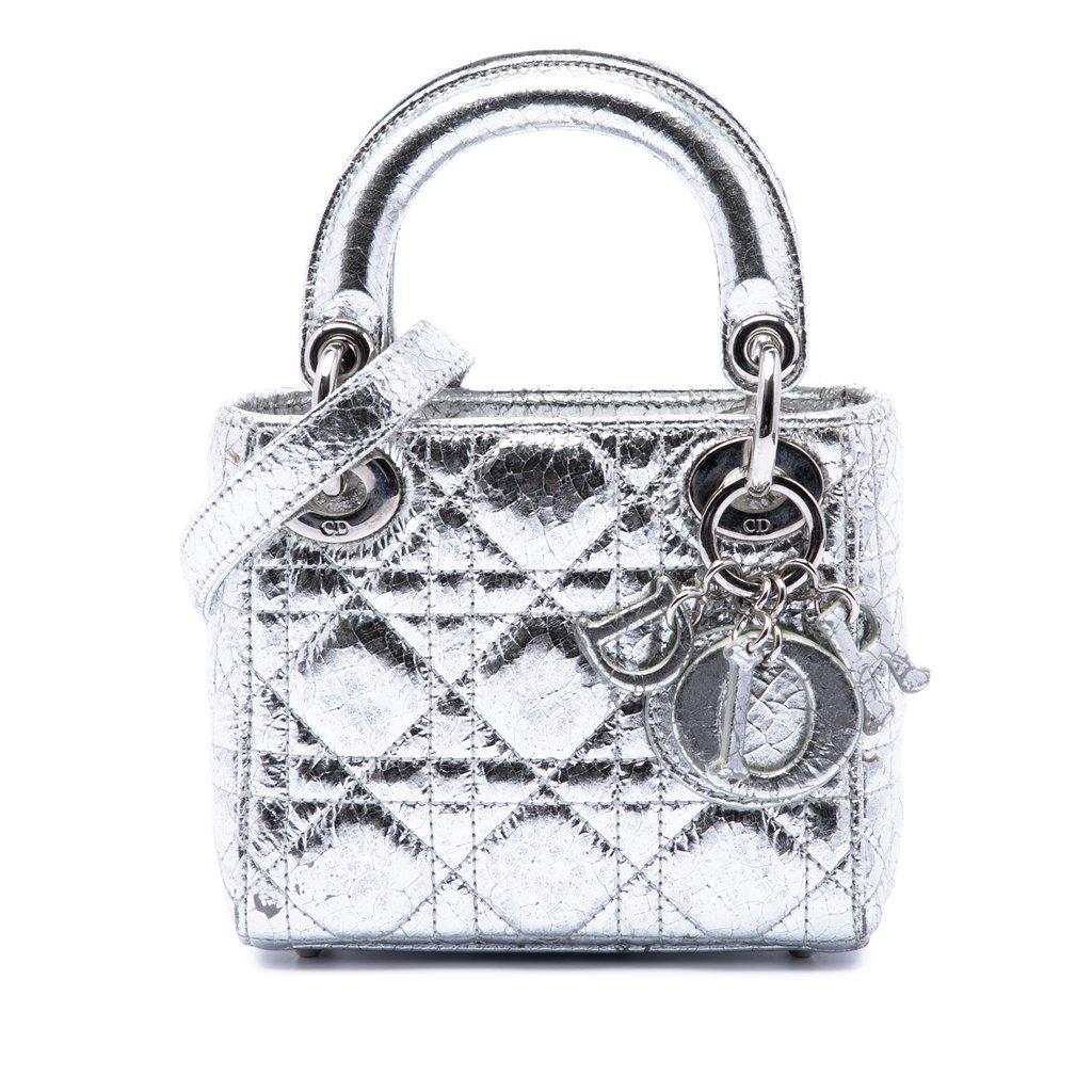 Dior Micro Metallic Crinkled Calfskin Cannage Lady Dior