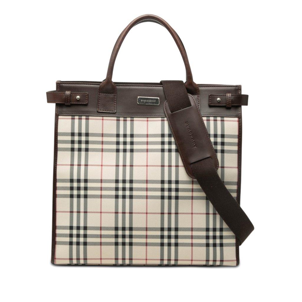 Burberry حقيبة قماشية قابلة للتحويل بنقشة منزلية