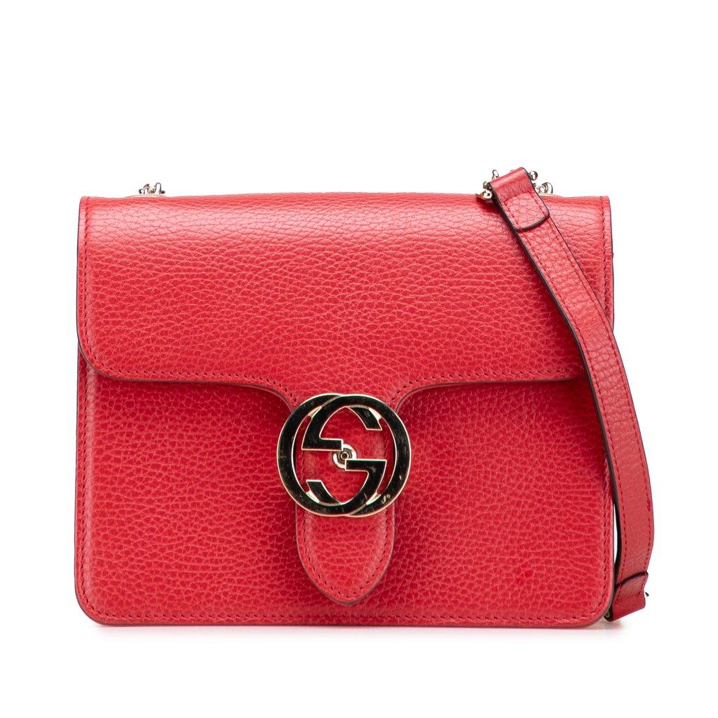 Gucci حقيبة كروسبودي صغيرة من جلد العجل بنقشة حرف G متشابكة