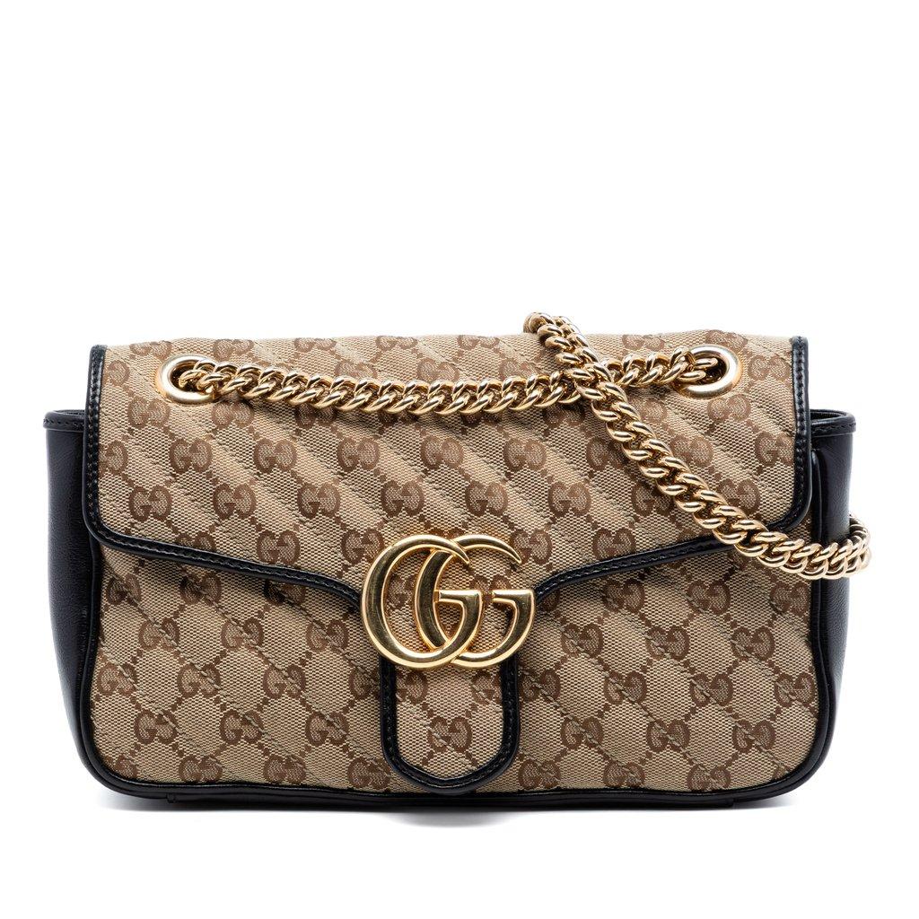 Gucci حقيبة كتف متوسطة الحجم من قماش GG مارمونت ماتيلاسيه ديجونال GG