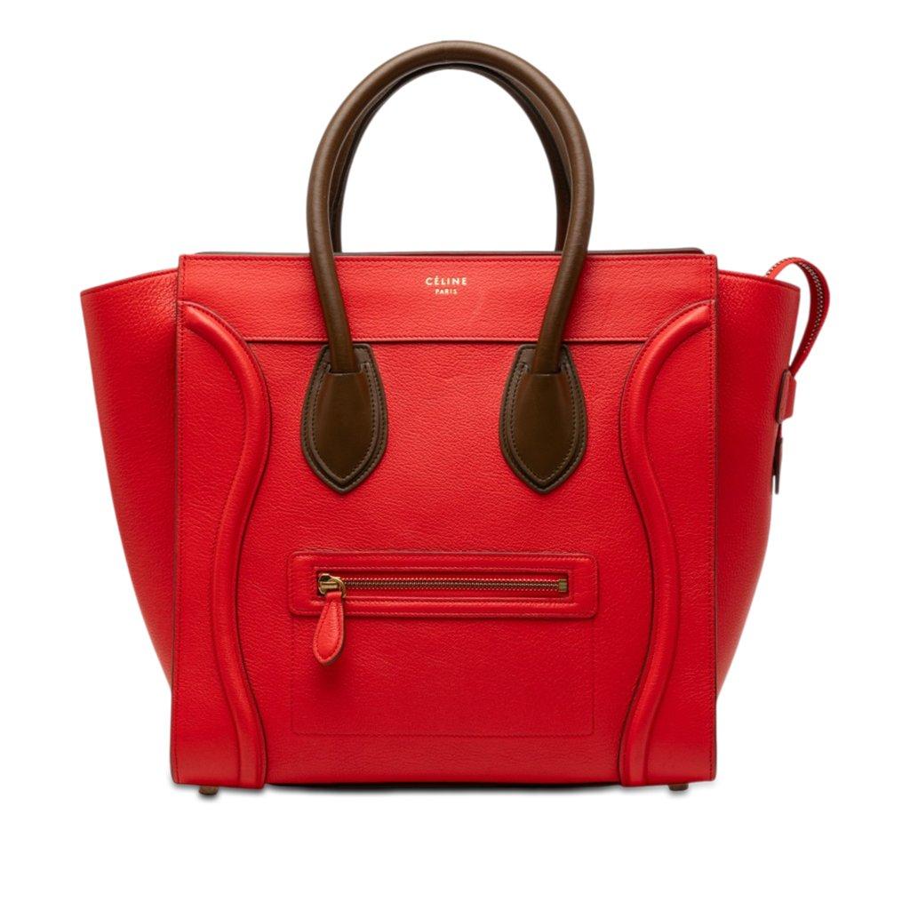 Celine Mini Bicolor Leather Luggage Tote