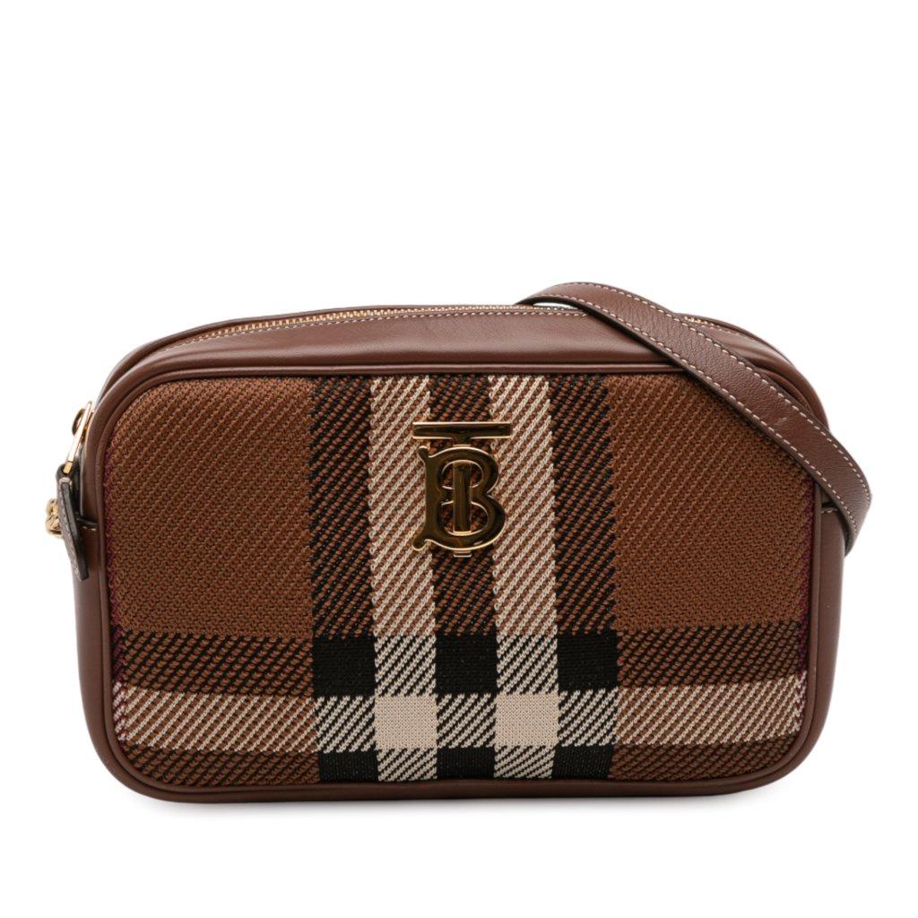 Burberry حقيبة كاميرا لولا صغيرة محبوكة بنقشة مربعات