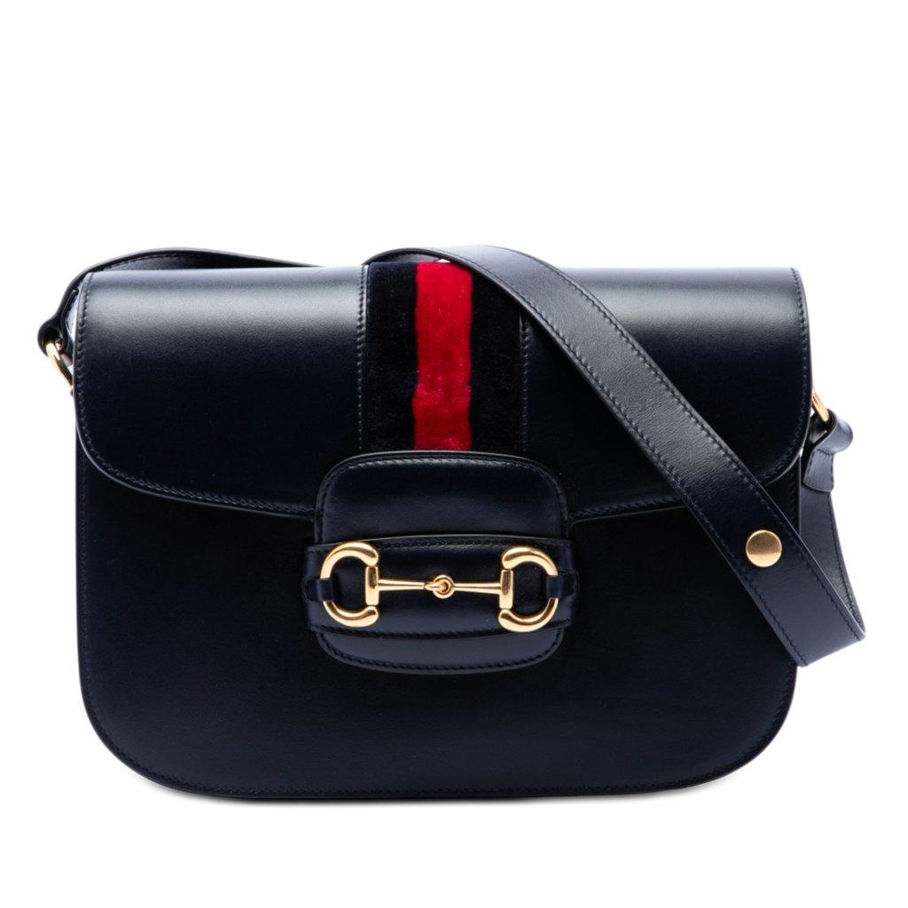 Gucci Medium Leather Web 1955 Horsebit Shoulder Bag