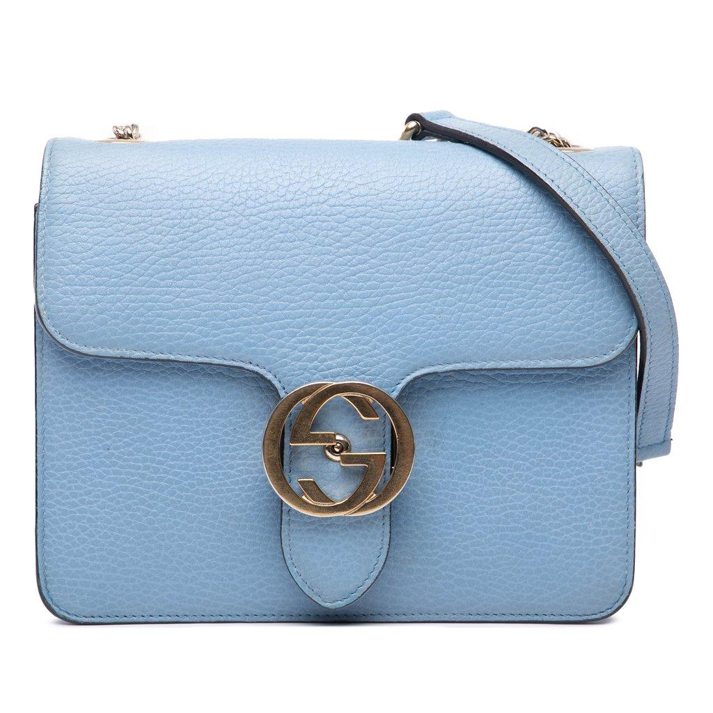 Gucci حقيبة كروسبودي صغيرة من جلد العجل بنقشة حرف G متشابكة