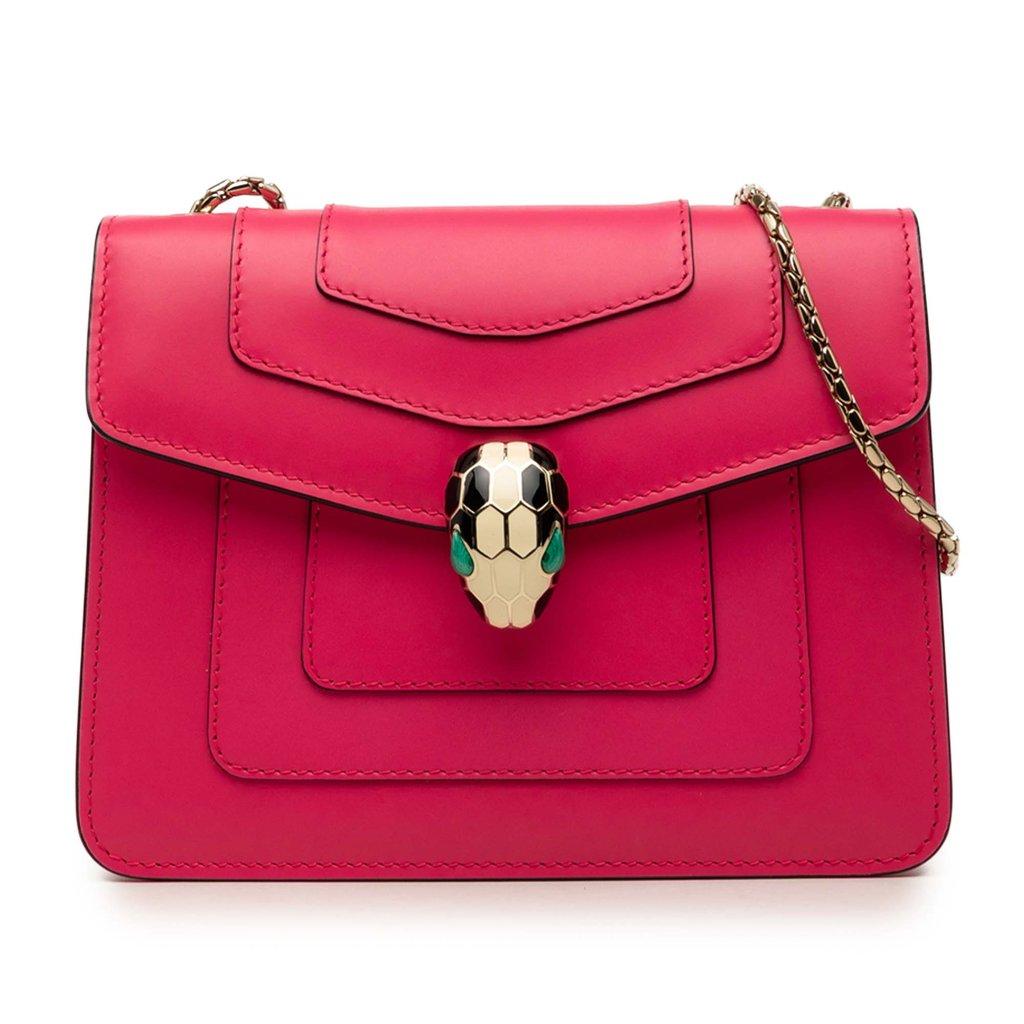 Bvlgari Small Leather Square Serpenti Forever Chain Crossbody