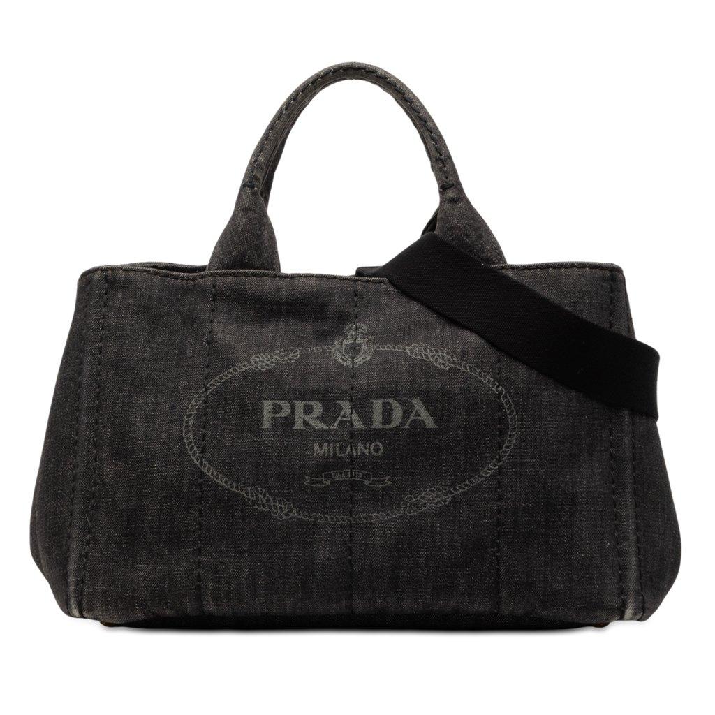 Prada حقيبة صغيرة من قماش الدنيم بشعار كانابا
