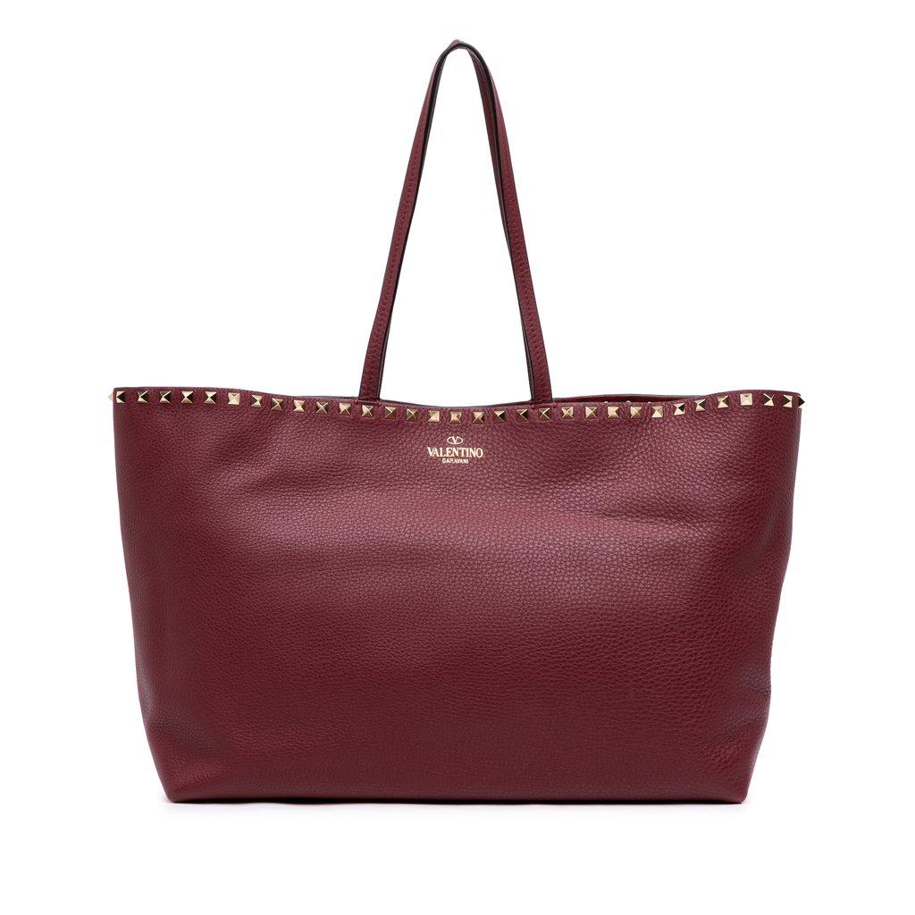 Valentino Large Grained Calfskin Rockstud Shopper Tote