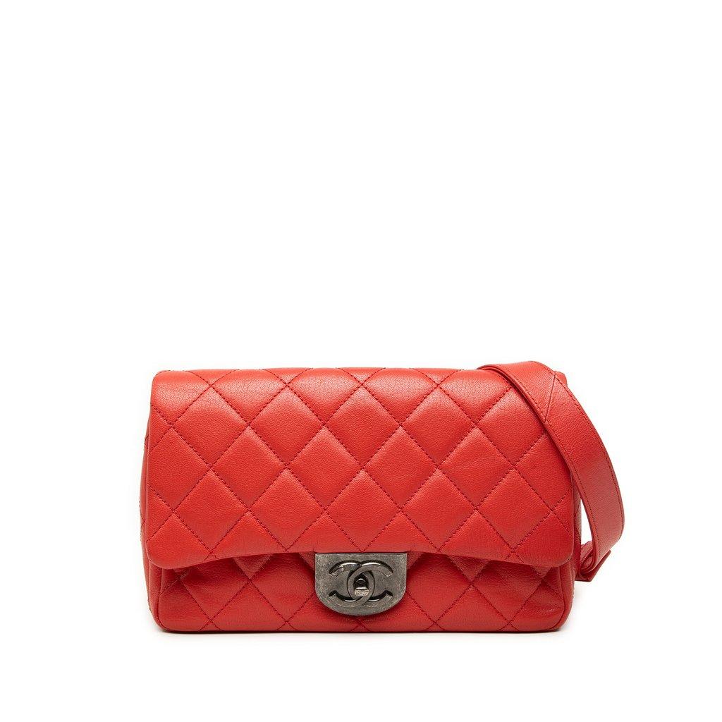 Chanel Small Quilted Goatskin Double Carry Waist Chain Flap