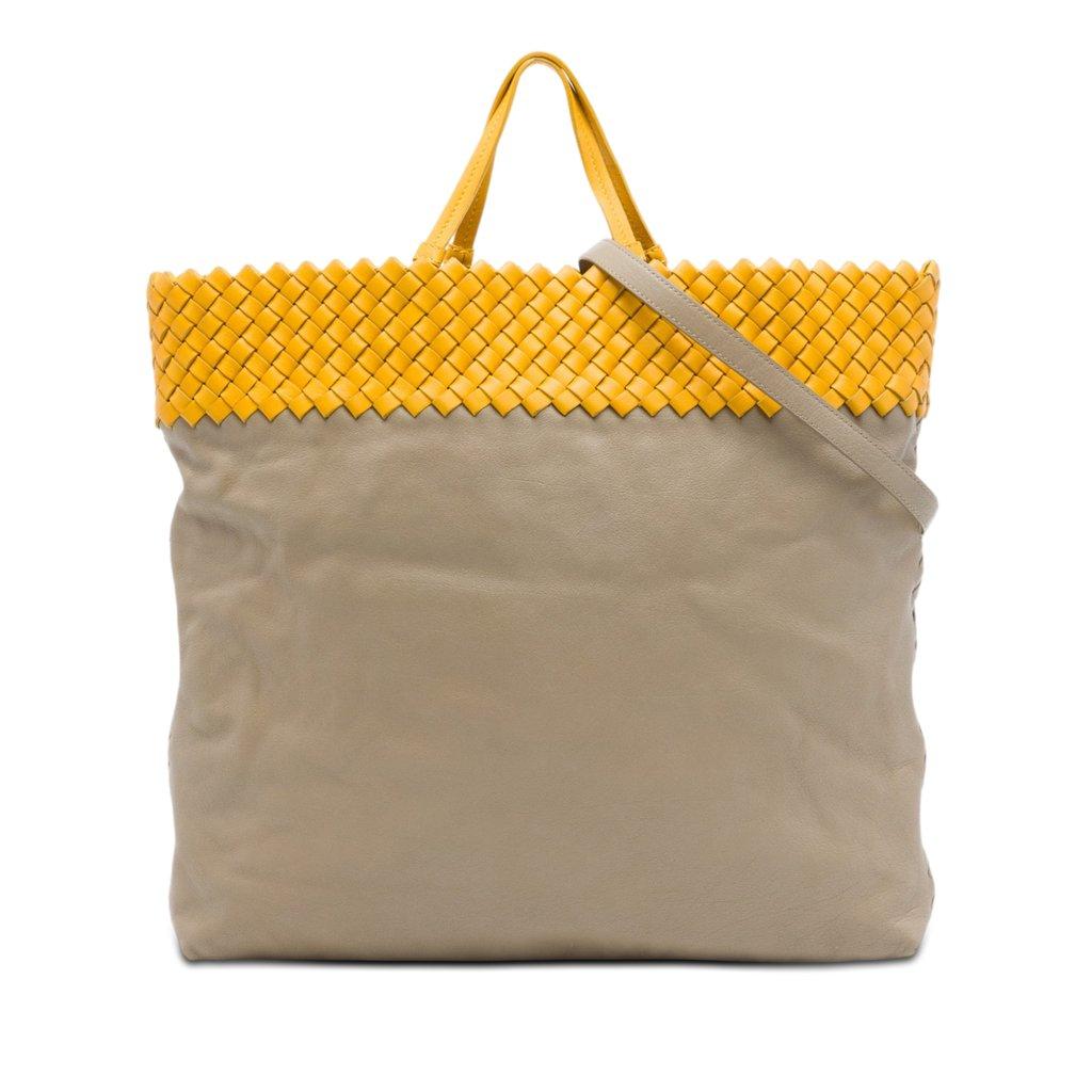 Bottega Veneta Intrecciato Trimmed Bicolor Nappa Satchel