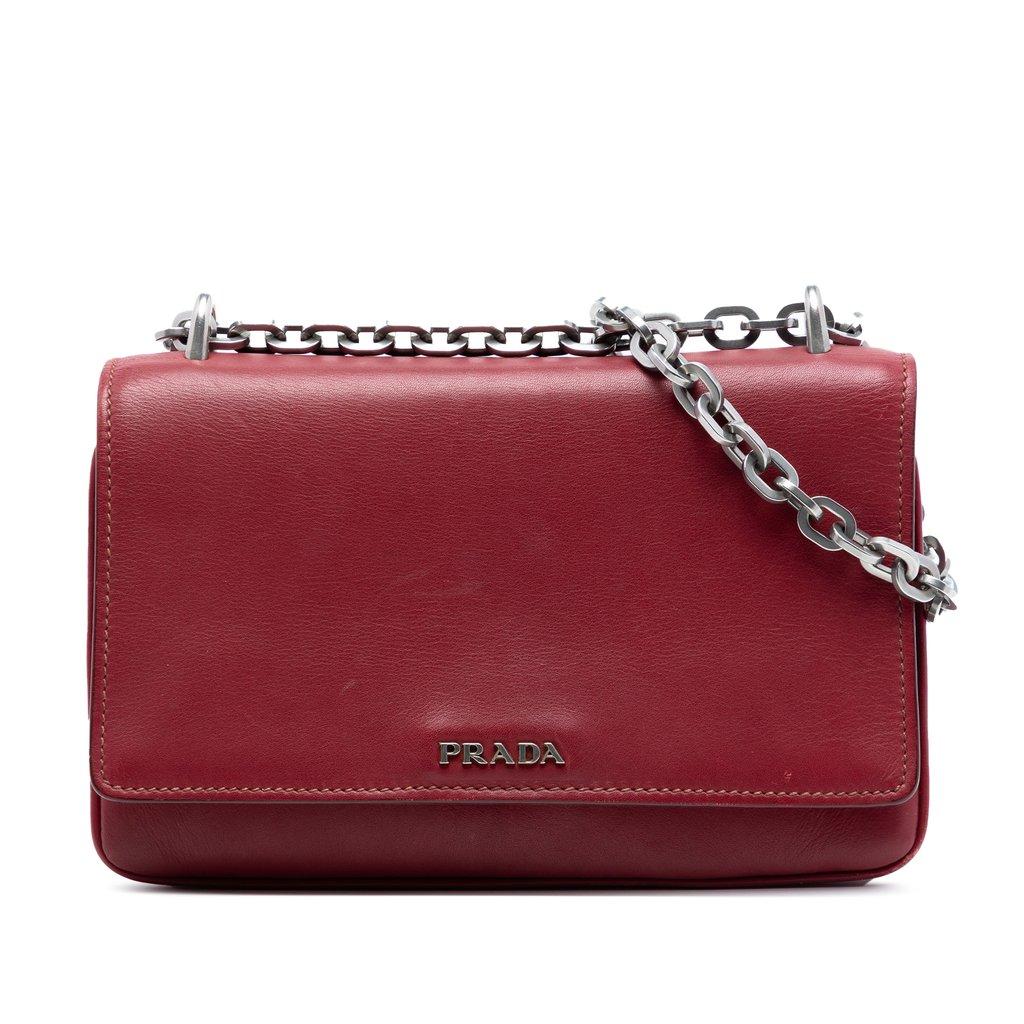 Prada حقيبة كروسبودي من جلد العجل الناعم مع سلسلة