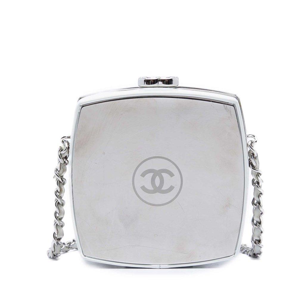 Chanel Patent Goatskin Make Up Box Clutch With Chain