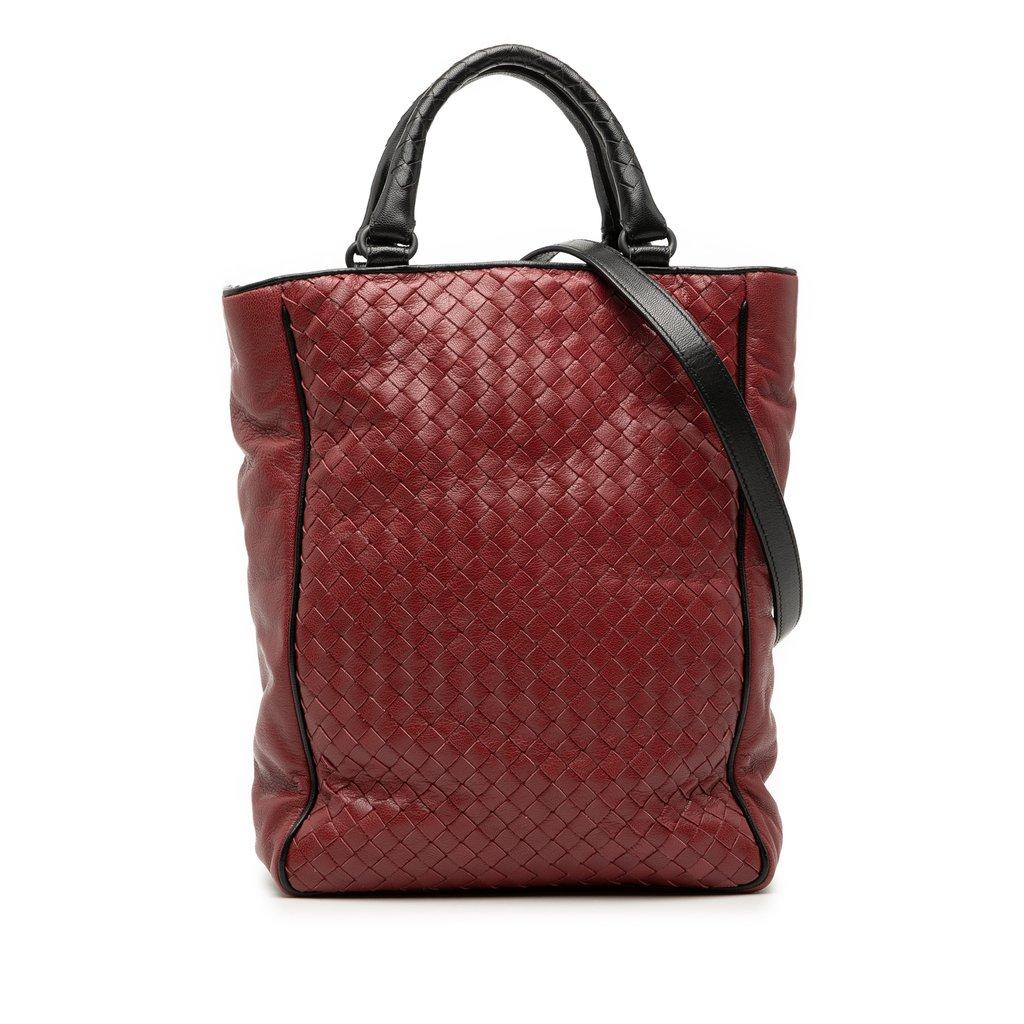 Bottega Veneta حقيبة كتف قابلة للتحويل عمودياً مصنوعة من جلد نابا إنتريتشاتو ثنائي اللون