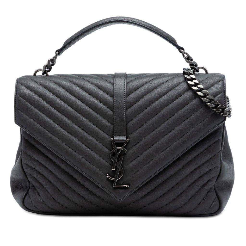 Saint Laurent Large Chevron Sheepskin Monogram College Satchel
