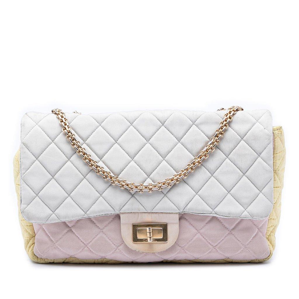 Chanel إصدار جديد من الساتان المبطن ثلاثي الألوان 2.55 ذو غطاء واحد 227