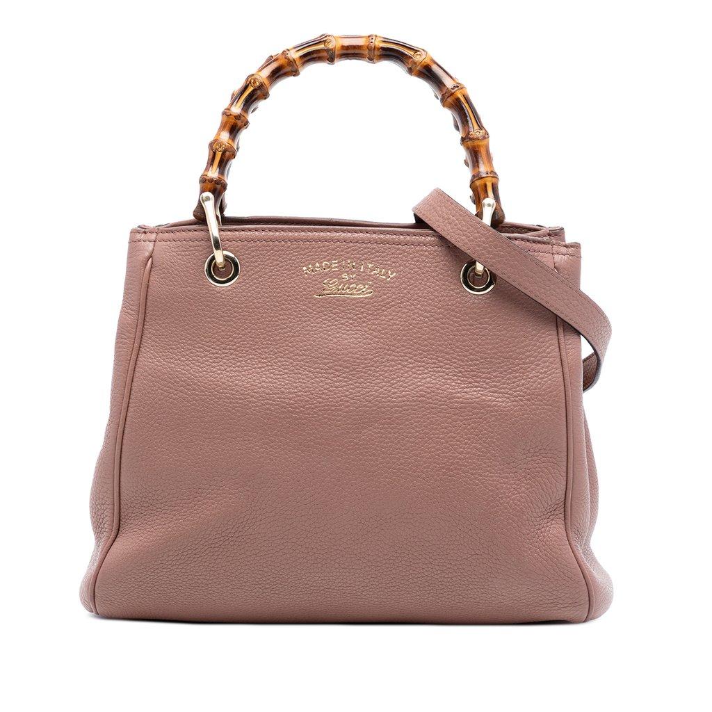 Gucci حقيبة تسوق صغيرة من جلد العجل والخيزران