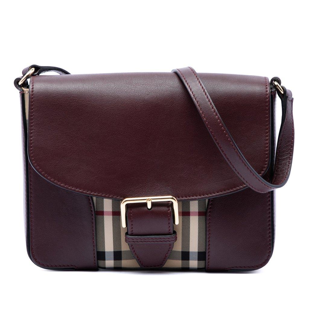 Burberry Small Haymarket Check Nylon and Leather Dickens Crossbody