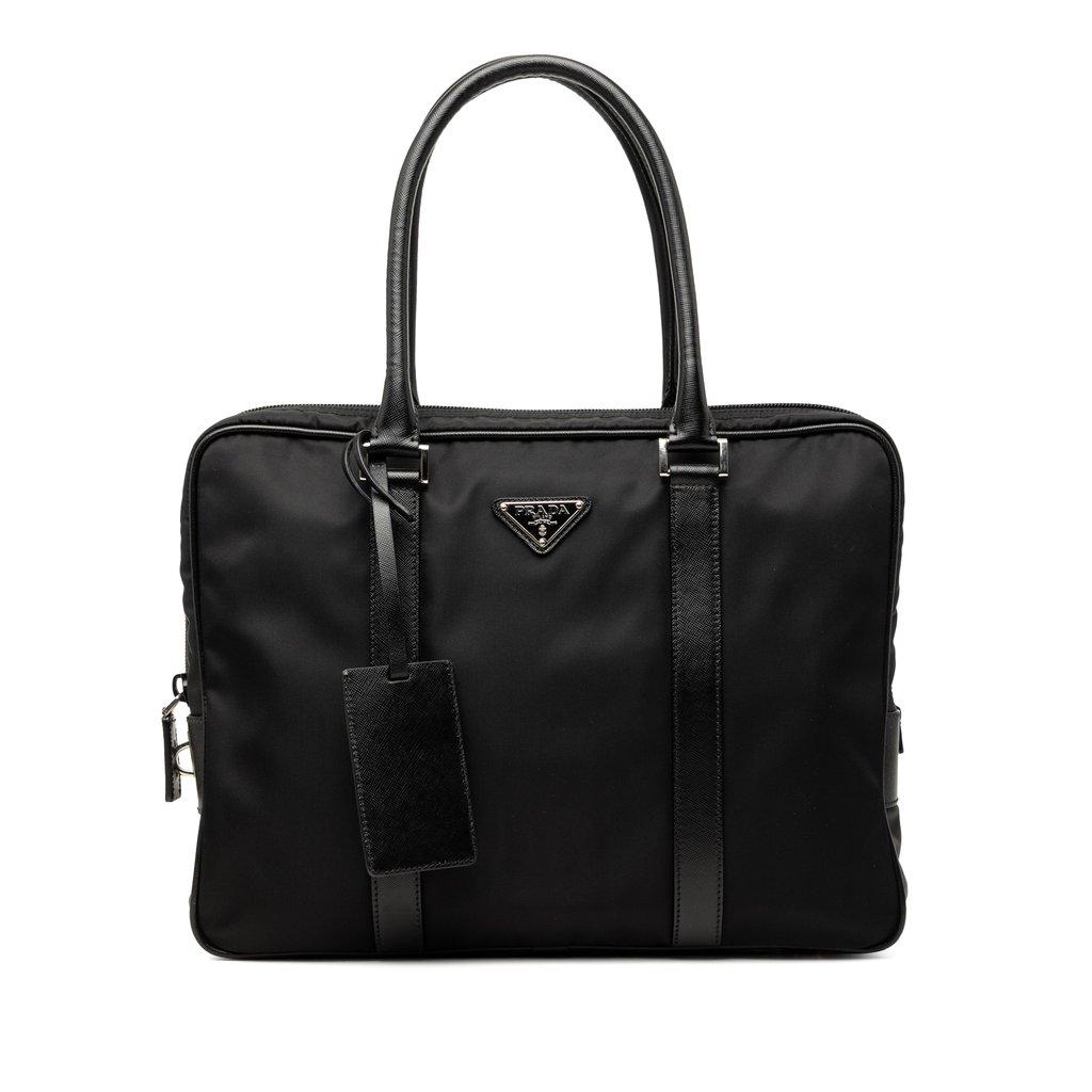Prada Saffiano Trimmed Tessuto Business Bag