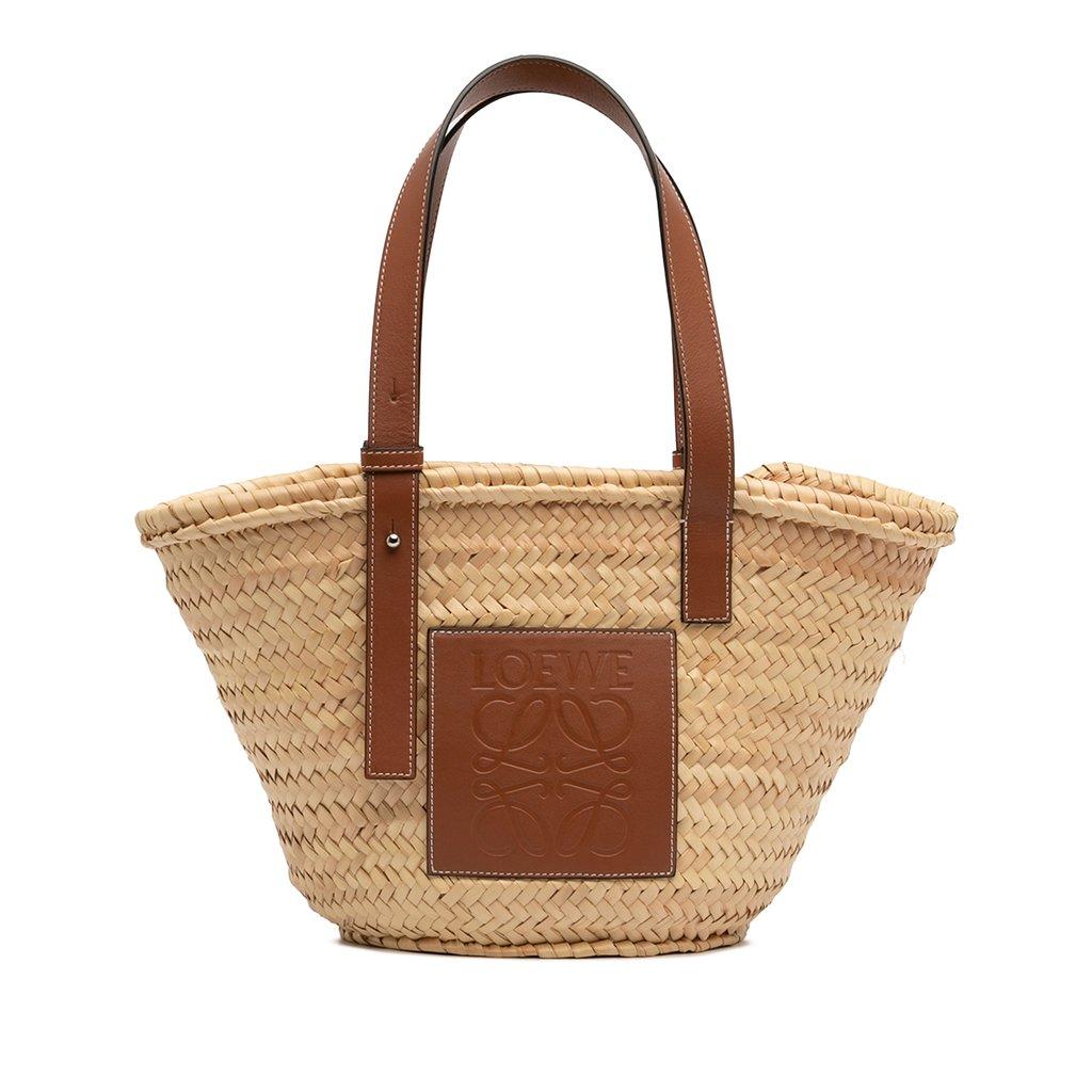 LOEWE Small Raffia Anagram Basket Tote