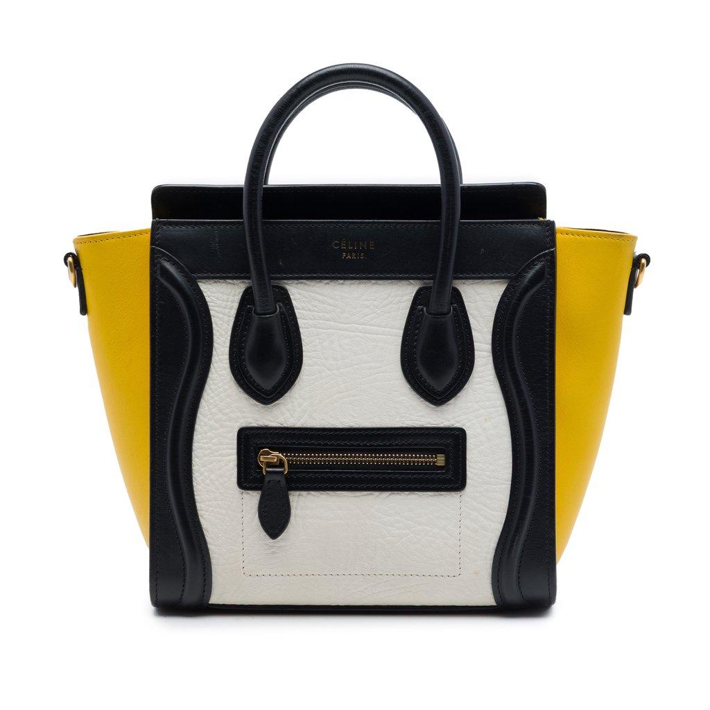Celine Nano Tricolor Nubuck and Drummed Calfskin Luggage Tote