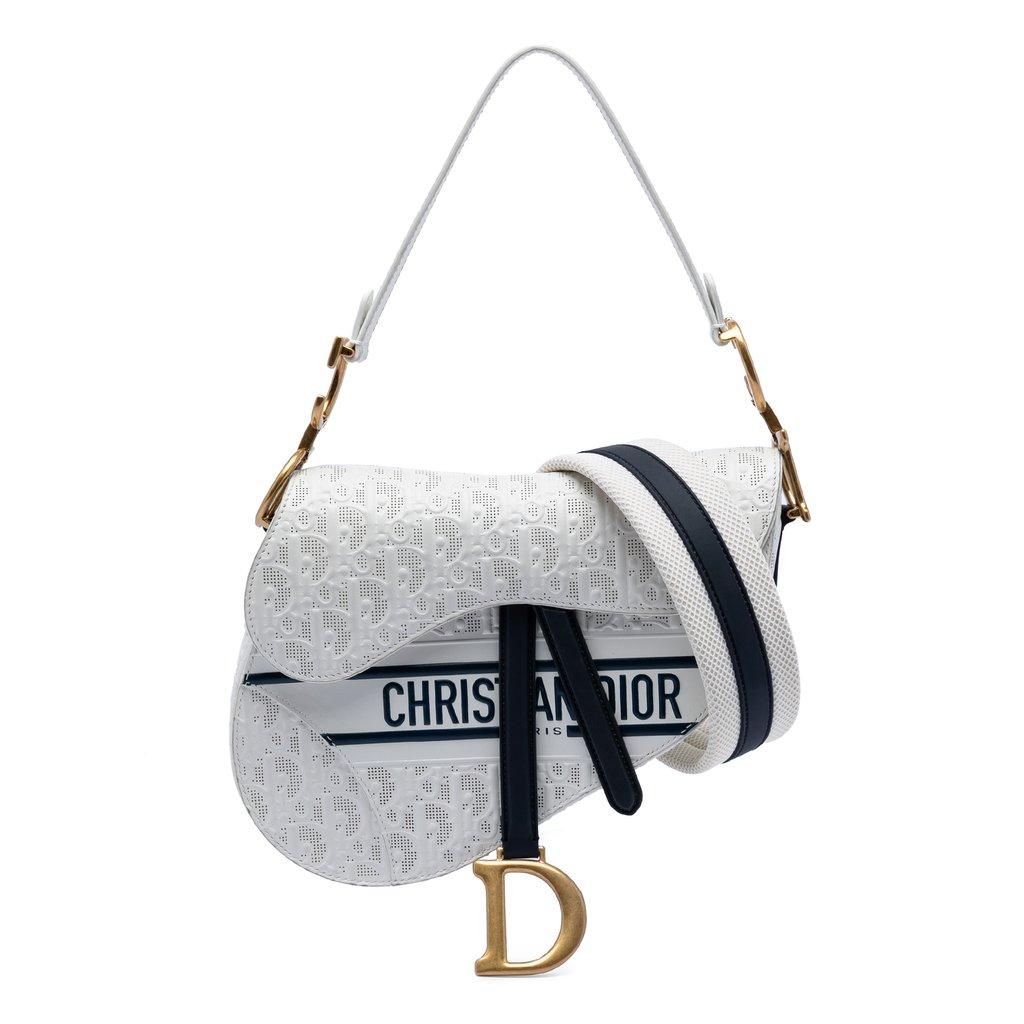 Dior حقيبة سرج من جلد العجل المثقب والمزخرف بشكل مائل