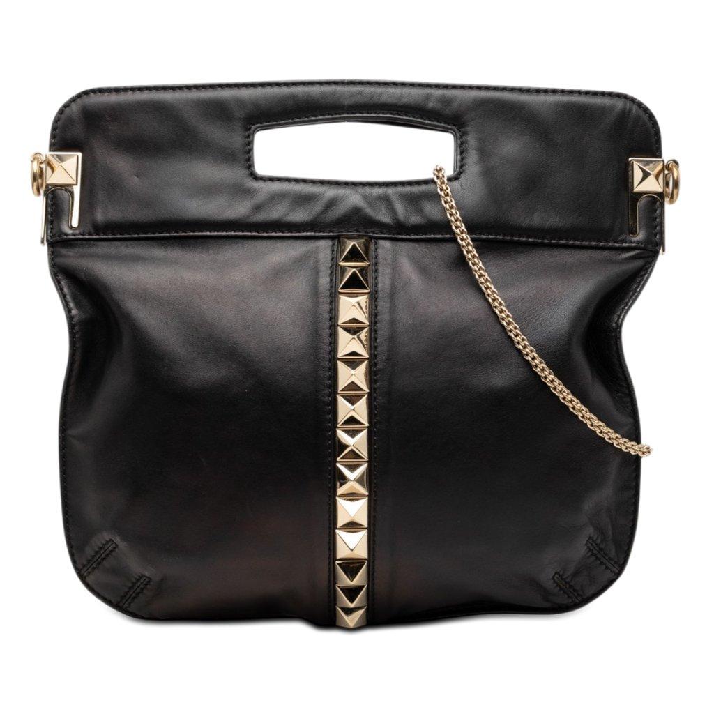 Valentino Smooth Calfskin Rockstud Cut Out Handle Satchel