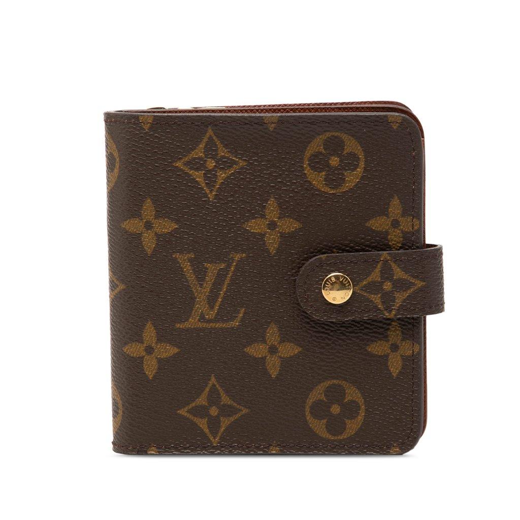 Louis Vuitton محفظة صغيرة ثنائية الطي بنقش أحادي اللون