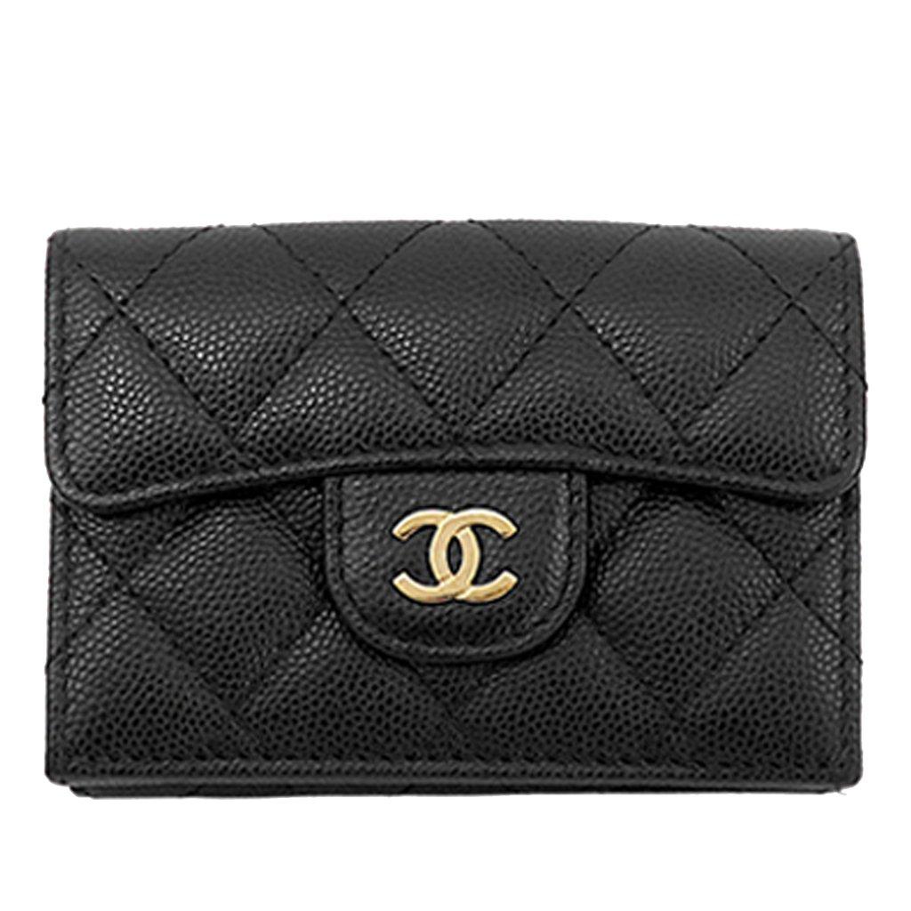 Chanel CC Quilted Caviar Flap Card Holder Wallet