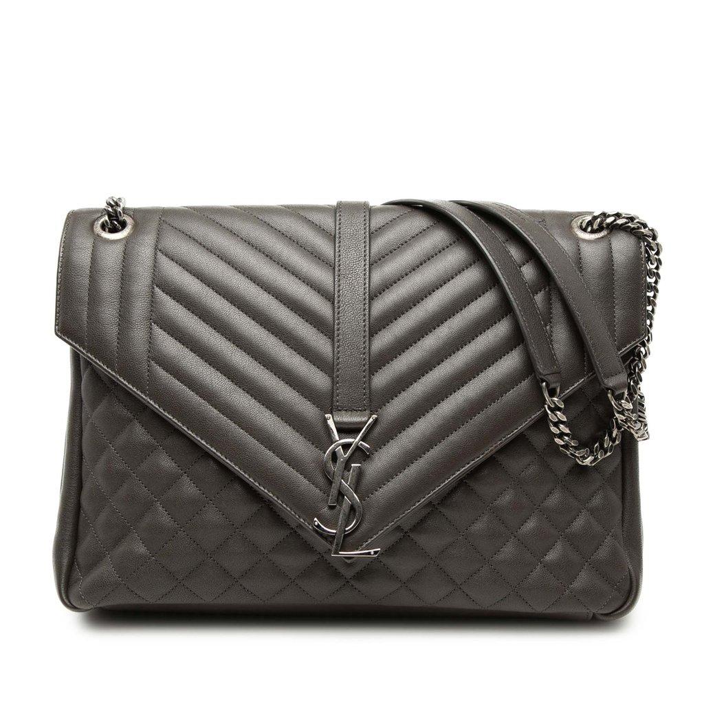 Saint Laurent Large Triquilt Sheepskin Monogram College Bag
