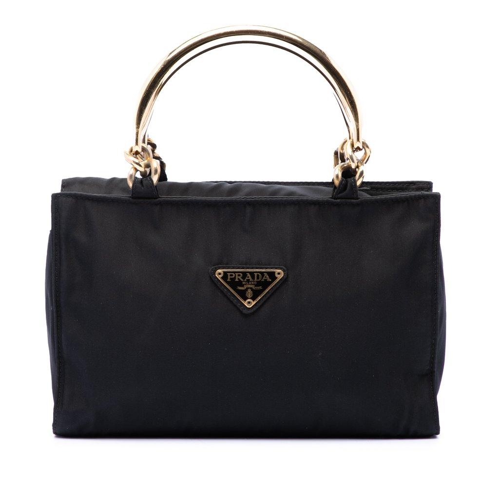 Prada Tessuto Metal Handle Bag