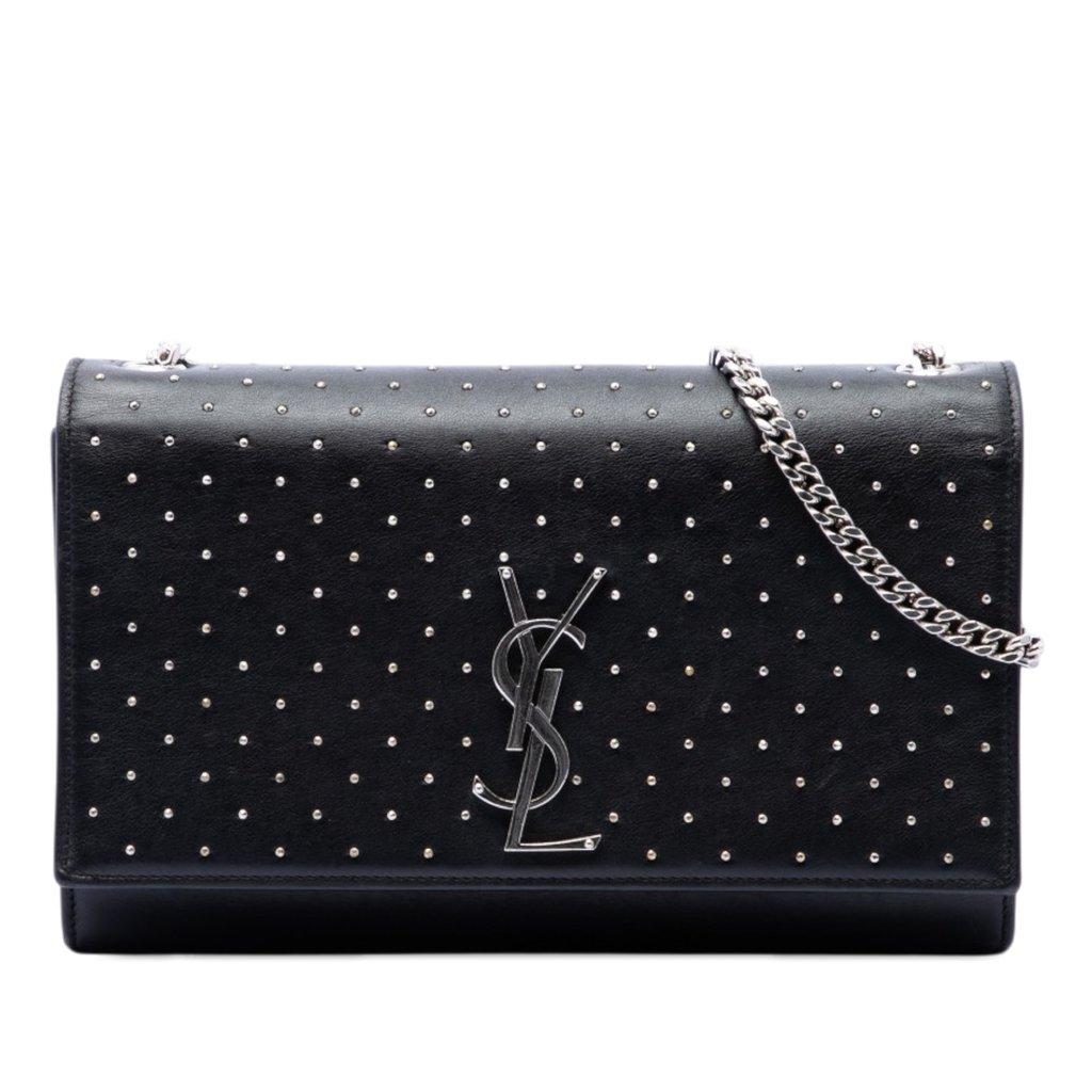 Saint Laurent Medium Studded Calfskin Monogram Kate Crossbody