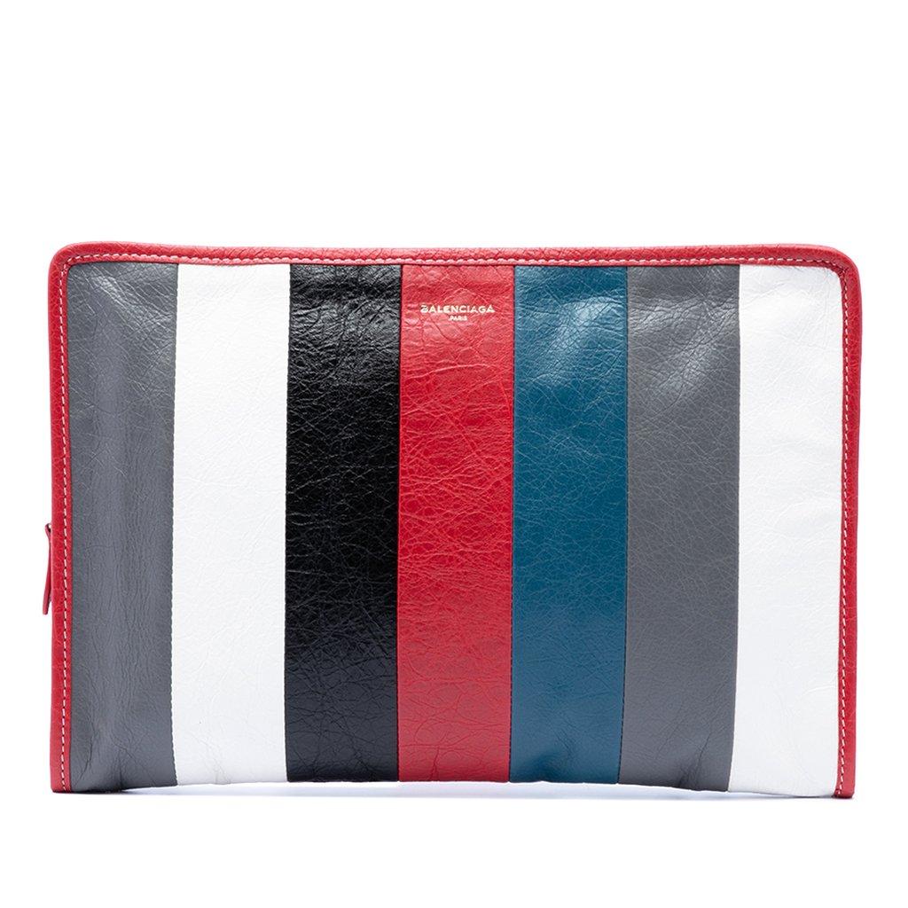 Balenciaga Lambskin Striped Bazar Clutch