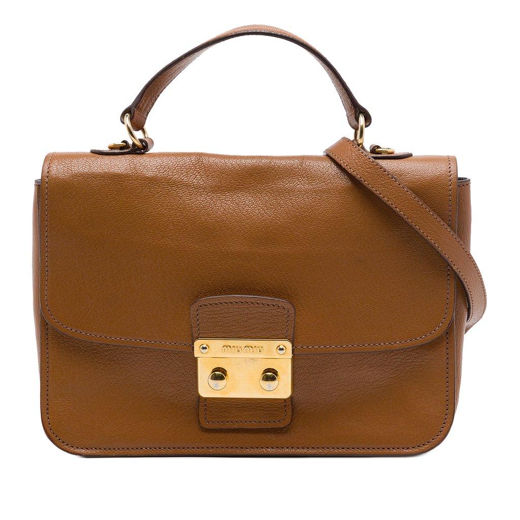 Miu Miu Goatskin Madras Flap Satchel