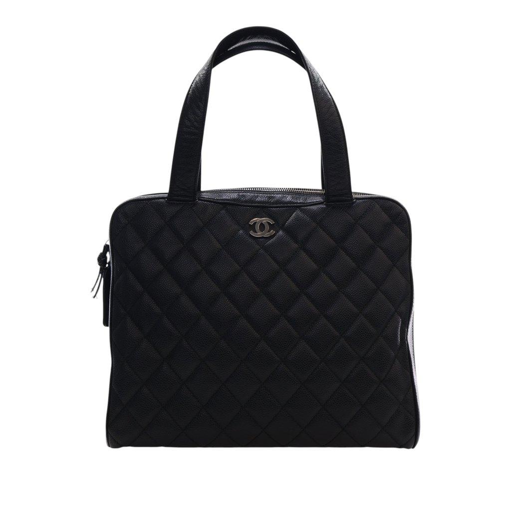 Chanel CC Quilted Caviar Bowler Bag