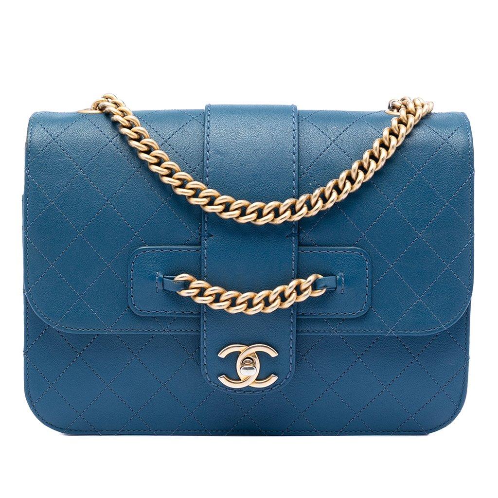 Chanel Large Quilted Sheepskin Front Chain Flap