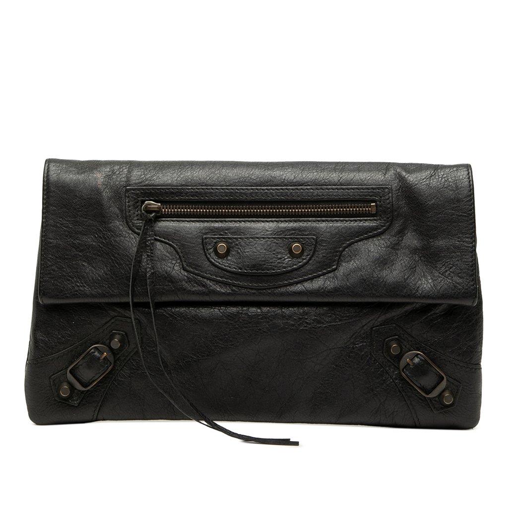 Balenciaga Lambskin Motocross Classic Envelope Clutch
