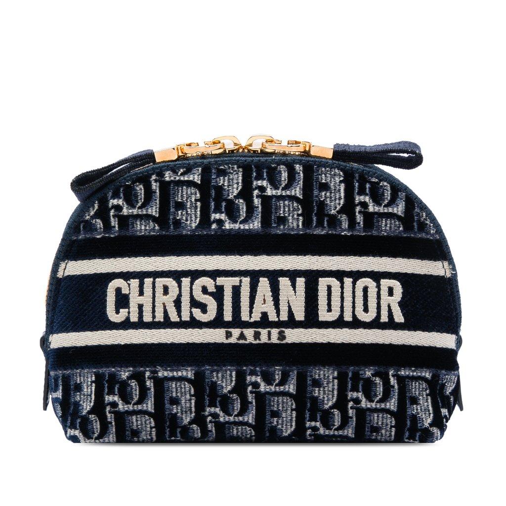 Dior حقيبة مستحضرات تجميل مخملية مطرزة بشكل مائل