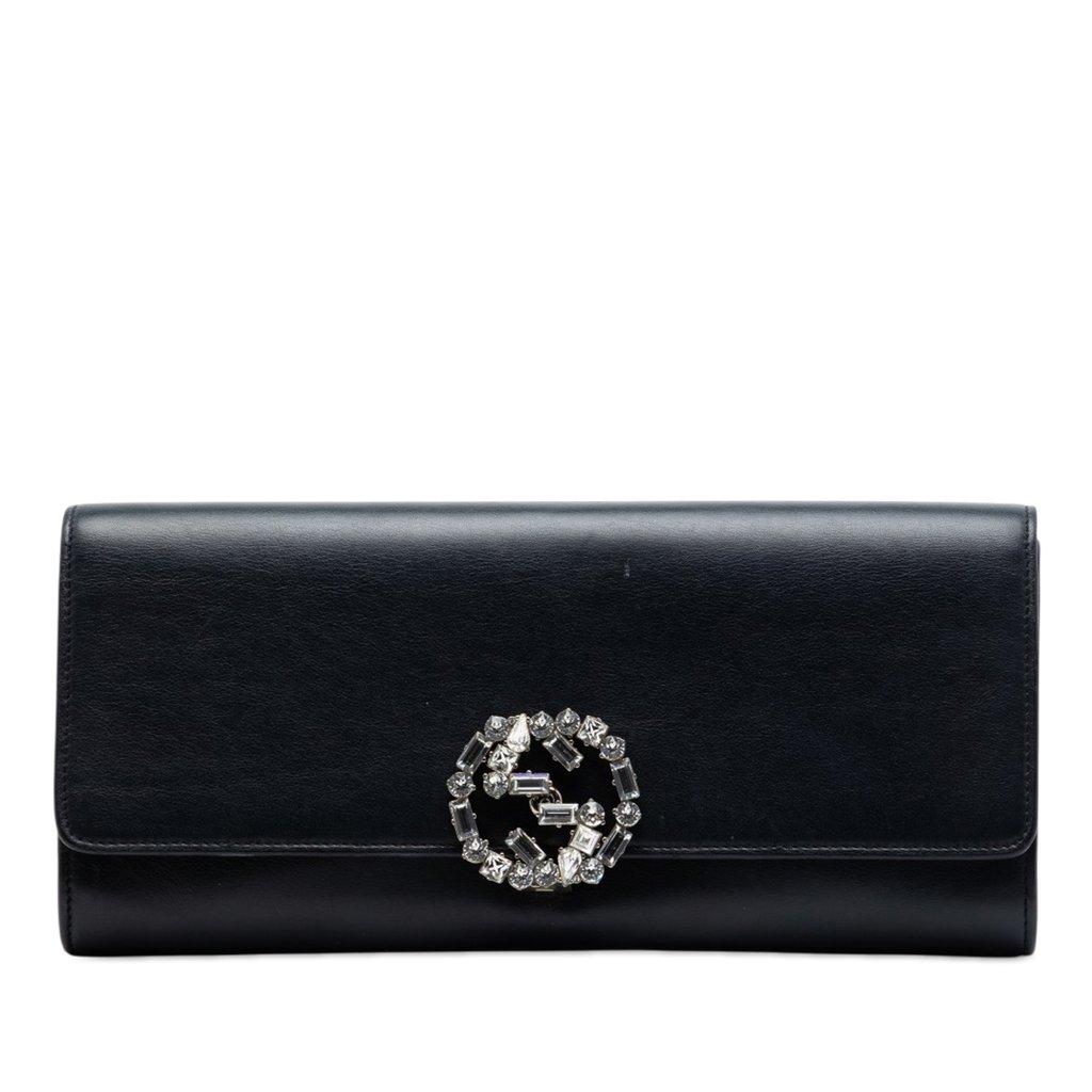 Gucci Calfskin Crystals Broadway Clutch