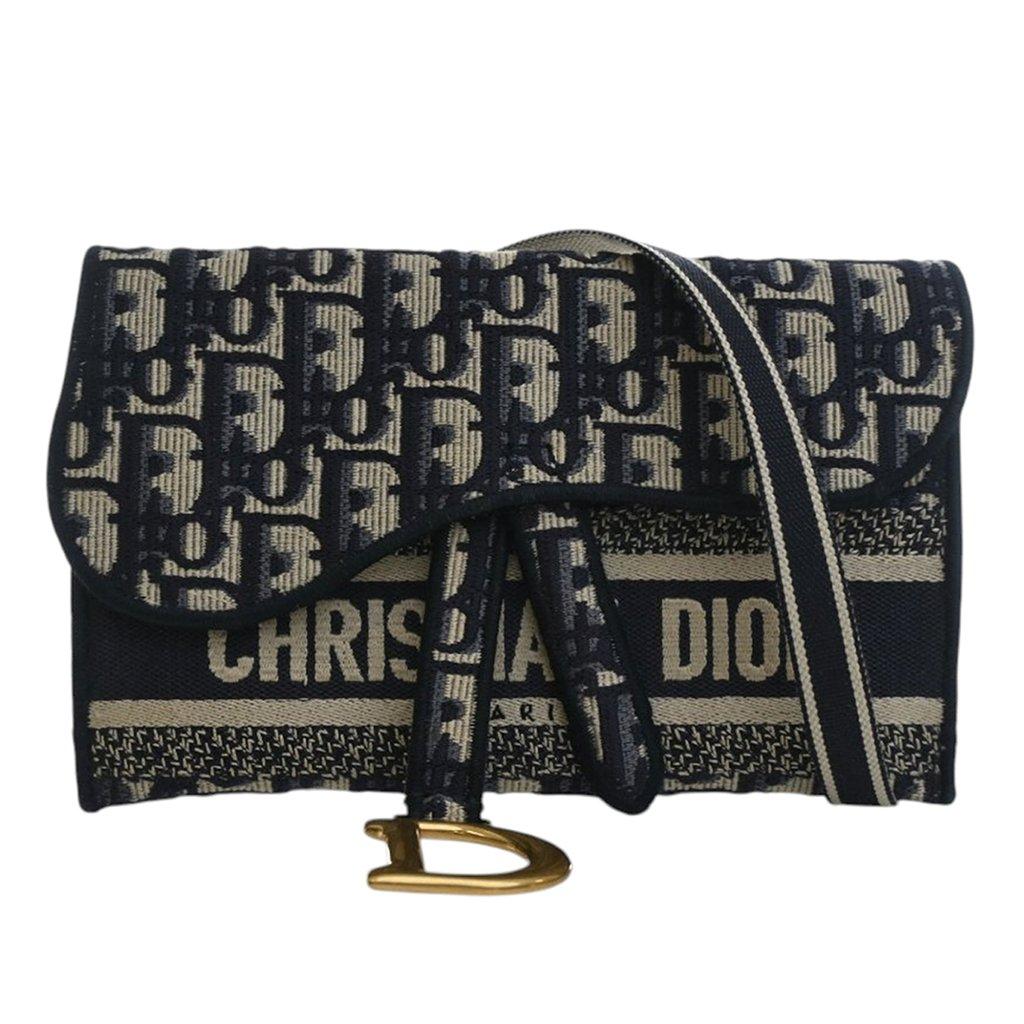 Dior Oblique Canvas Embroidered Saddle Slim Belt Pouch