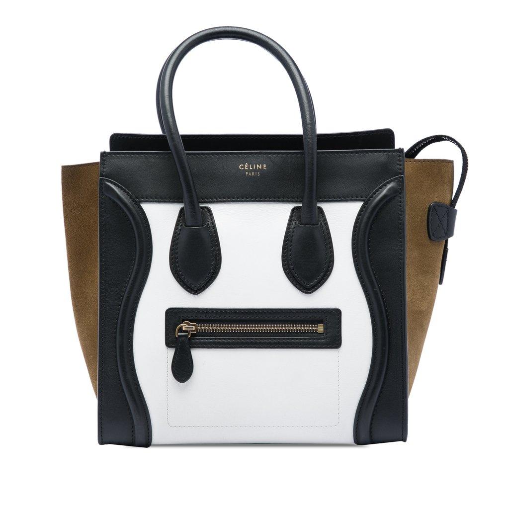 Celine Micro Tricolor Calfskin and Suede Luggage Tote