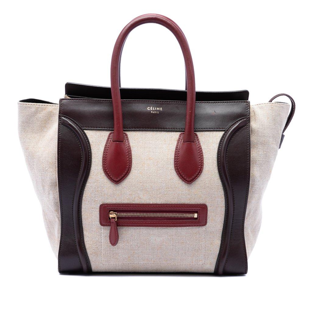 Celine Mini Tricolor Canvas and Leather Luggage Tote