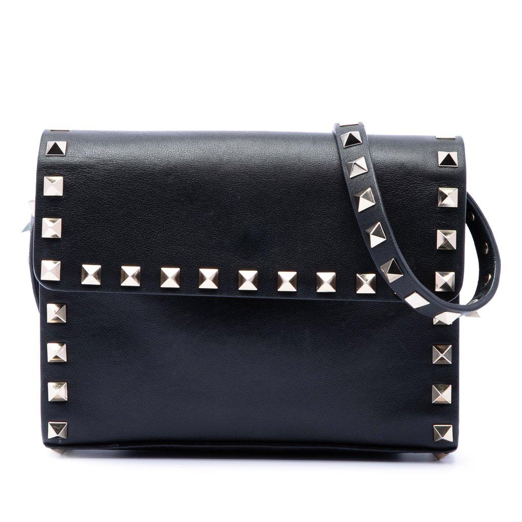 Valentino Small Vitello Monochrome Rockstud Flap Crossbody