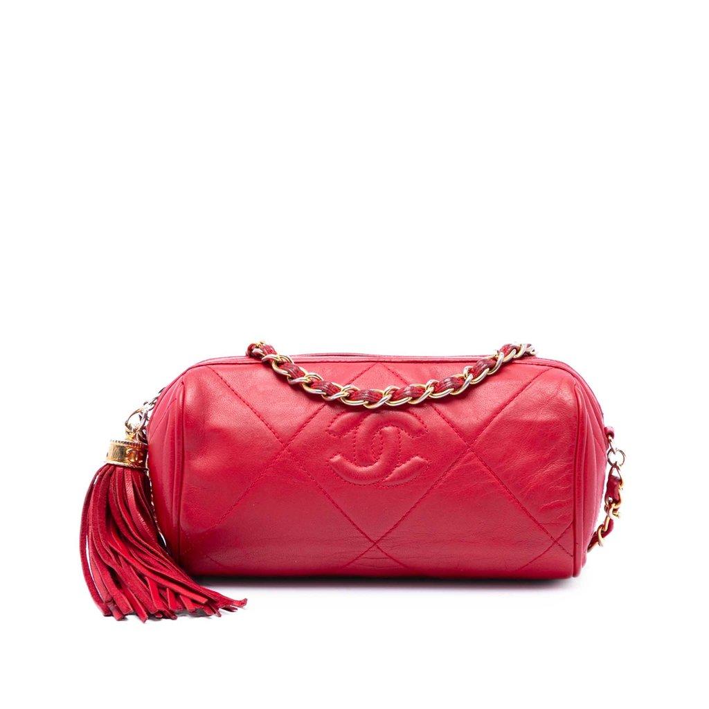Chanel Mini Quilted Lambskin Tassel Barrel Crossbody