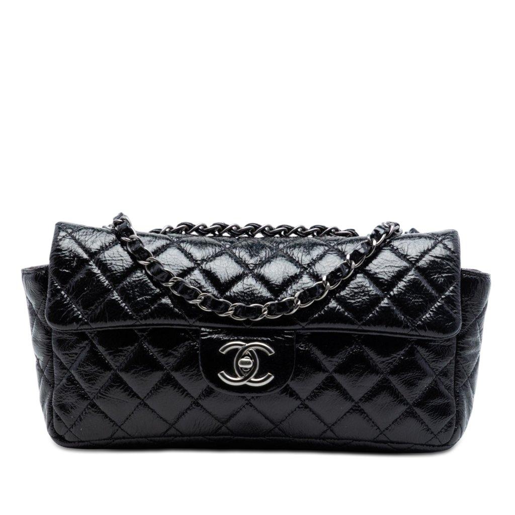 Chanel Quilted Crinkled Patent East West Single Flap