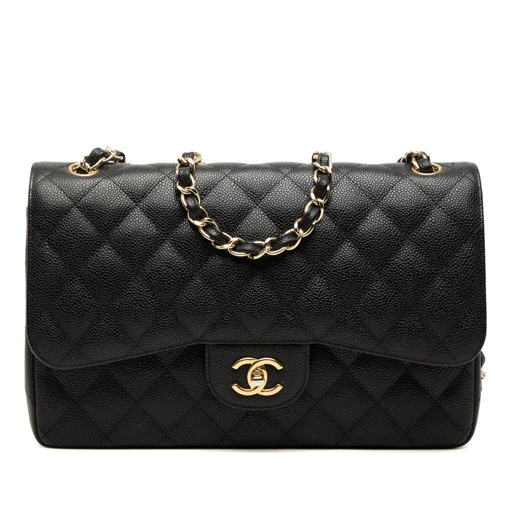 Chanel جامبو كلاسيك كافيار ذو طبقتين