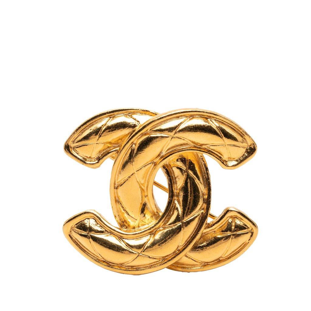 Chanel CC Quilted Gold Plated Pin Brooch
