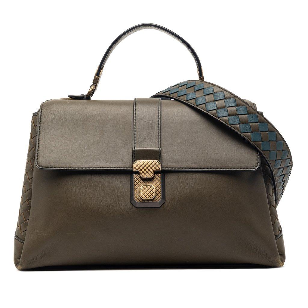 Bottega Veneta Medium Intrecciato Trimmed Nappa Piazza Satchel
