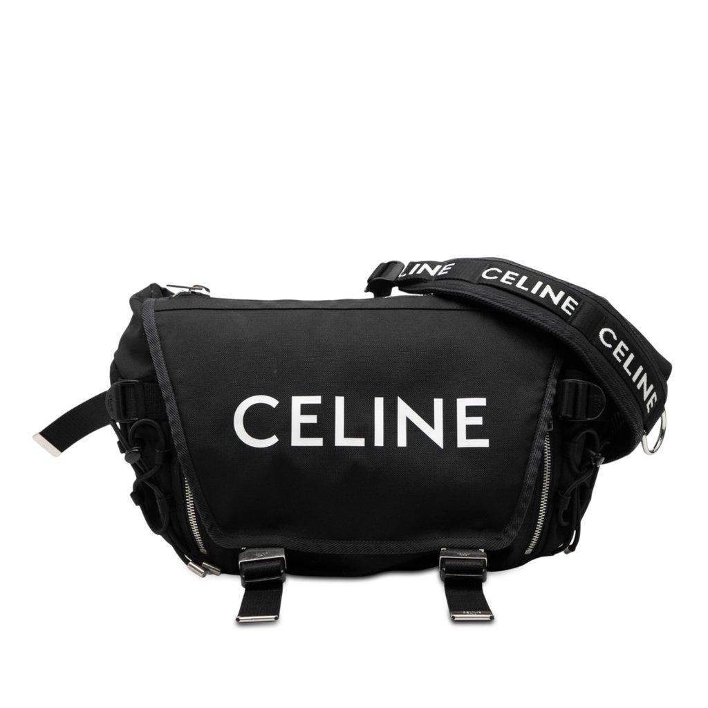 Celine حقيبة مراسلة متوسطة الحجم من النايلون تحمل شعار الرحلات